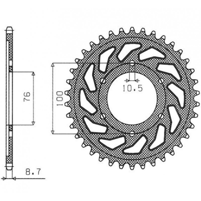 SUNSTAR ZĘBATKA TYLNA 825 52 / 816 48 SUZUKI GSXR1100, GSXR750 (92-95) (JTR816.52) (ŁAŃC. 530) (81652JT)