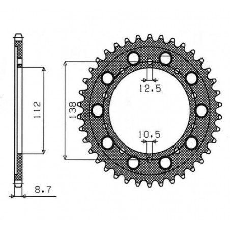 SUNSTAR ZĘBATKA TYLNA 4448 45 / 408 45 HONDA CBR 600F '91-'96, CBF 1000 '06-'10, CBR 1100 XX '97-'07 (SC35) (JTR1871.45) (JTR302