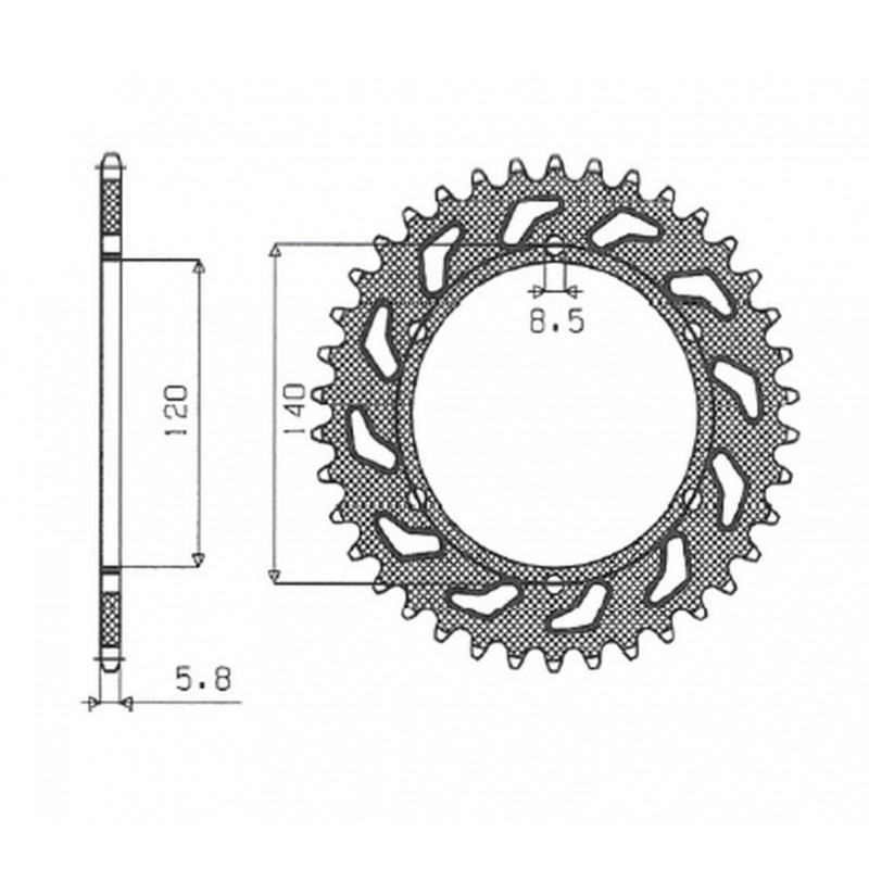 SUNSTAR ZĘBATKA TYLNA 260 40 (ŁAŃC. 520) (JTR260.44) (26044JT)