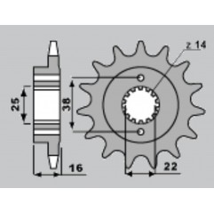 SUNSTAR ZĘBATKA PRZEDNIA 2075 14 DUCATI MONSTER 797 '17-18, SCRAMBLER 800 '17-18, SUPERSPORT 939 '17-18 (JTF736.14) (ŁAŃC. 520) 