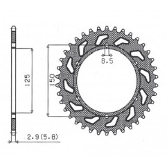 SUNSTAR ZĘBATKA TYLNA ALUMINIOWA (ERGAL) 899 50 KTM SX/EXC (JTR897.50) (ŁAŃC. 520) (89950JT) KOLOR CZARNY