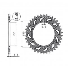 SUNSTAR ZĘBATKA TYLNA ALUMINIOWA (ERGAL) 270 48 YAMAHA YZ/YZF/WRF '99-'18 (JTR251.48) (ŁAŃC. 520) (27048JT) KOLOR CZARNY