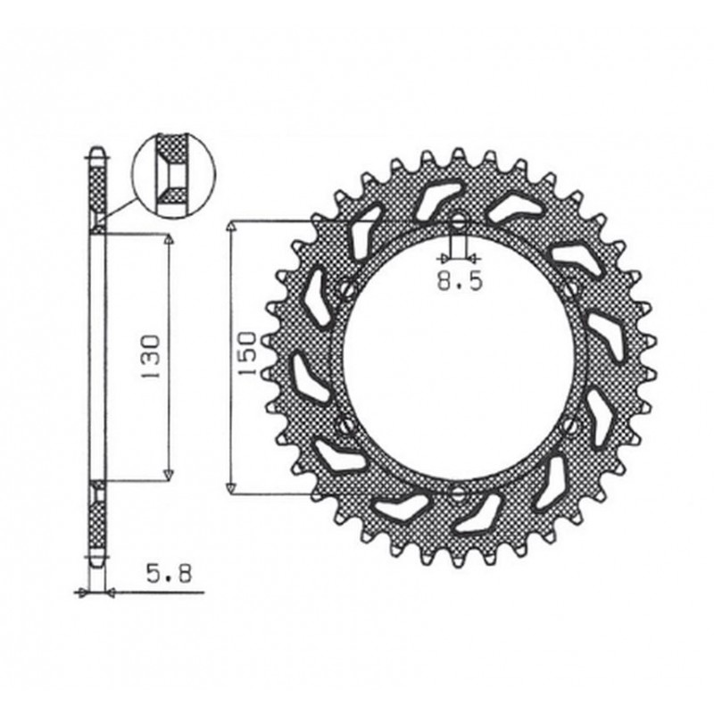 SUNSTAR ZĘBATKA TYLNA ALUMINIOWA (ERGAL) 270 48 YAMAHA YZ/YZF/WRF '99-'18 (JTR251.48) (ŁAŃC. 520) (27048JT) KOLOR CZARNY