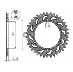 SUNSTAR ZĘBATKA TYLNA 702 44 HUSQVARNA SM 610 (08-09), SUZUKI DR350 (90-03), RGV 250 (91-96) (JTR822.44) (ŁAŃC. 520) (70244JT)