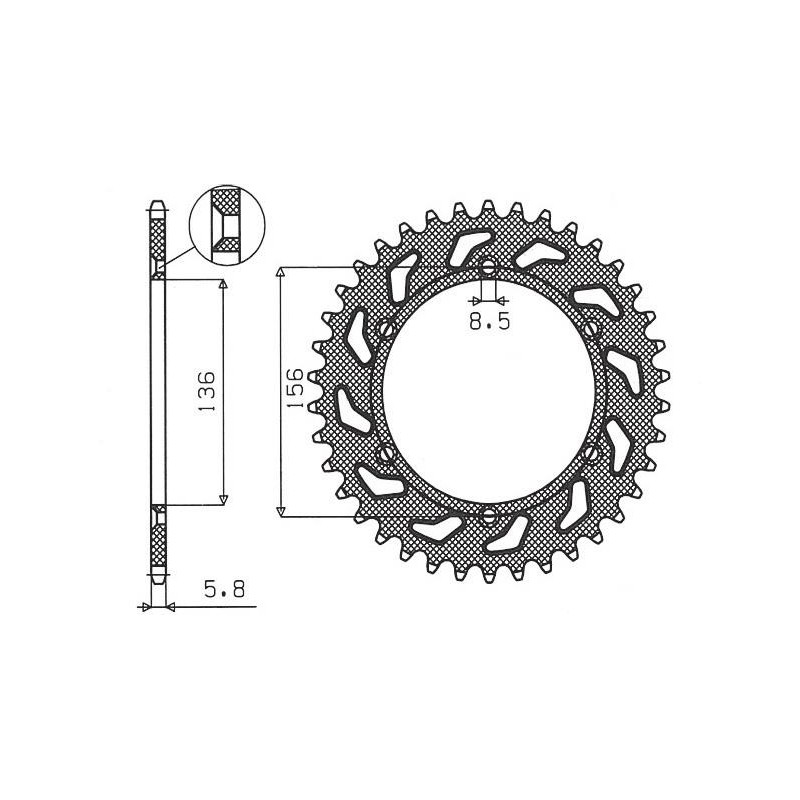 SUNSTAR ZĘBATKA TYLNA 702 44 HUSQVARNA SM 610 (08-09), SUZUKI DR350 (90-03), RGV 250 (91-96) (JTR822.44) (ŁAŃC. 520) (70244JT)