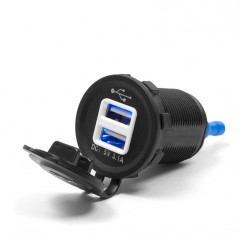 BIKETEC MOTOCYKLOWE PODWÓJNE GNIAZDO USB Z PODŚWIETLENIEM MONTAŻ W OWIEWKĘ