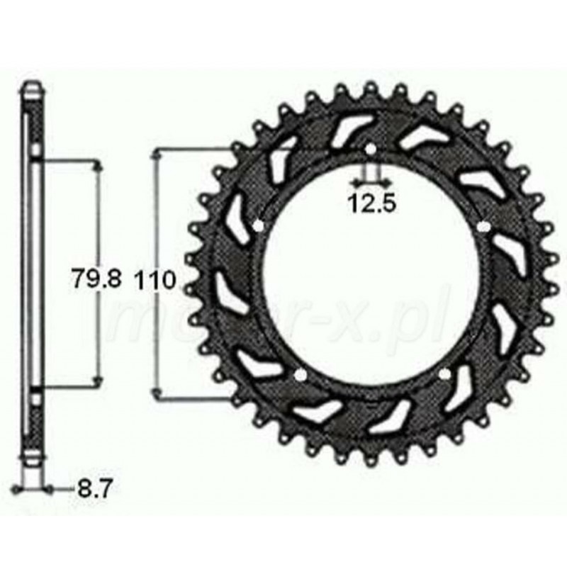 SUNSTAR 2023/01 ZĘBATKA TYLNA 334 43 HONDA VT 500 '84-'86, CBX 550 '82-'86, CBR 600 '87-'90, CBR 1000 '87-'00, VF 750 '83-'85, V