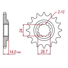 SUNSTAR 2023/01 ZĘBATKA PRZEDNIA 2077 16 KAWASAKI GPZ 1100 '95-'98, ZR 1100 '97-'00, ZX 1000 '95-'97, ZRX 1200 '01-'08 (207716JT