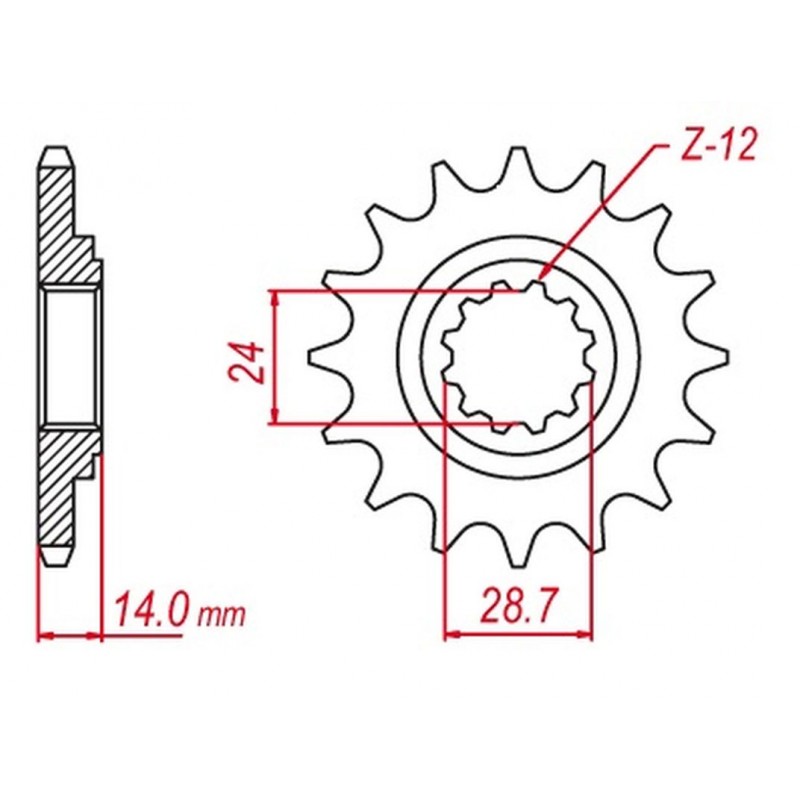 SUNSTAR 2023/01 ZĘBATKA PRZEDNIA 2077 16 KAWASAKI GPZ 1100 '95-'98, ZR 1100 '97-'00, ZX 1000 '95-'97, ZRX 1200 '01-'08 (207716JT