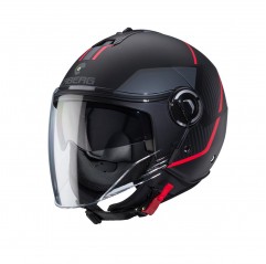 CABERG KASK OTWARTY JET Z BLENDĄ MODEL RIVIERA V4X KOLOR CZARNY MAT/CZERWONY/SZARY ROZMIAR S