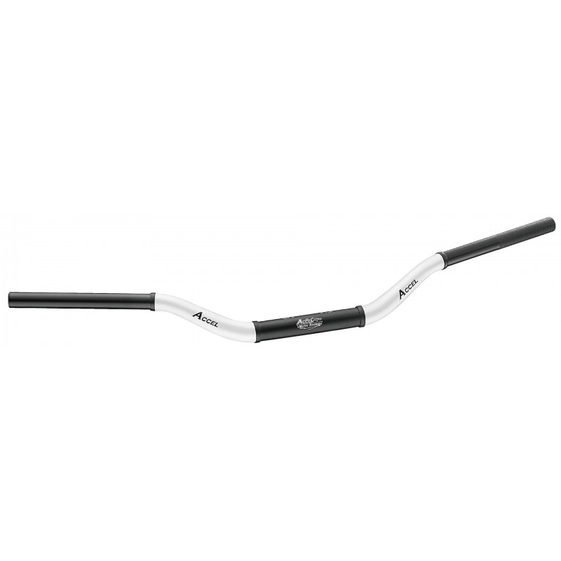 ACCEL KIEROWNICA ALUMINIOWA (28,6MM) TAPER MX WZÓR YAMAHA YZ WYSOKA (7075-T6) ERGAL DWUKOLOROWA BIAŁY+CZARNY (SZER. 803MM, WYS. 