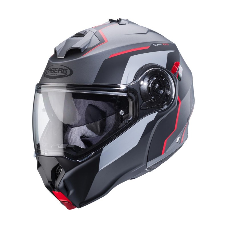 CABERG KASK SZCZĘKOWY FLIP-UP MODEL DUKE EVO MOVE KOLOR SZARY MAT/CZARNY/CZERWONY ROZMIAR XS