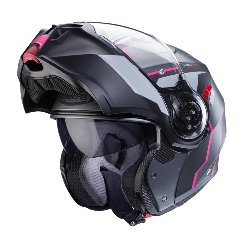 CABERG KASK SZCZĘKOWY FLIP-UP MODEL DUKE EVO MOVE KOLOR SZARY MAT/CZARNY/FUKSJA ROZMIAR M