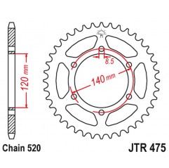 JT ZĘBATKA TYLNA 475 42 KAWASAKI KL 250 '79-05', KV 250 '85-86' (47542JT) (ŁAŃC520)