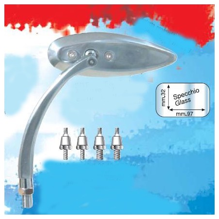 FAR LUSTERKO UNIWERSALNE (LEWE/PRAWE) ALUMINIUM POLEROWANE (KOMPLET ADAPTERÓW)
