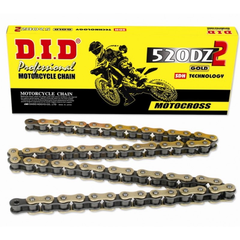 DID 520 DZ2 G&B-114 ŁAŃCUCH ZŁOTY (114-OGNIW) BEZ O-RINGÓW (OTWARTY + ZAPINKA)