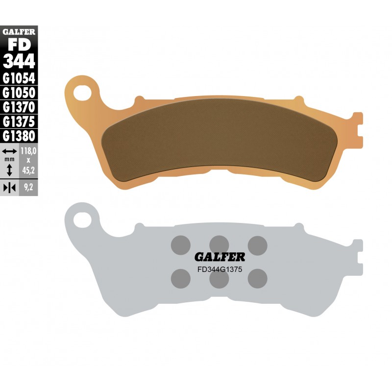 GALFER KLOCKI HAMULCOWE KH388 SPIEK METALICZNY (ZŁOTE) SPORT, PRZÓD HONDA CBF/CB/DN-01/GL 1800/NC 700/XL 1000V/XL 700V/VFR 800, 