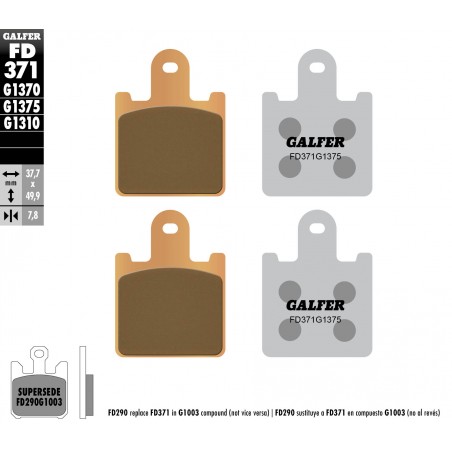 GALFER KLOCKI HAMULCOWE KH417/4 SPIEK METALICZNY (ZŁOTE) SPORT, PRZÓD KAWASAKI ZX 6R '07- , Z 1000 '07-'09, GTR 1400, ZZR 1400