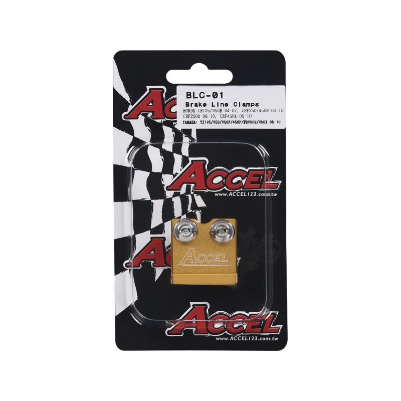 ACCEL UCHWYT PRZEWODU HAMULCOWEGO PRZÓD KAWASAKI / SUZUKI KOLOR ZŁOTY - PROMOCJA