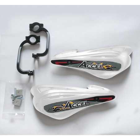 ACCEL OSŁONY RĄK (HANDBARY) Z MOCOWANIEM ALUMINIOWYM MX (22+28MM) (ALU-CZARNY, PLASTIK-BIAŁY)