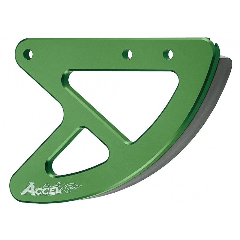 ACCEL OSŁONA TARCZY HAMULCOWEJ TYŁ KAWASAKI KXF 250/450 '05-'17, KX 125/250 '05-'08 (ALUMINIOWA), KOLOR ZIELONY