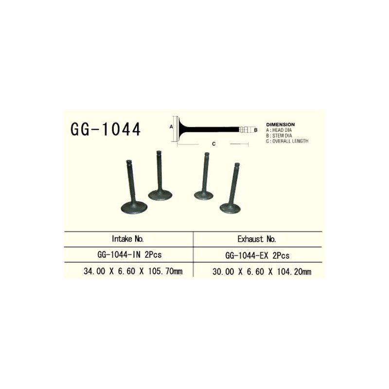 VESRAH ZAWÓR WYDECHOWY HONDA XL 600R '85-'87 (30,0X6,6X104,2 MM) (OEM: 14721-MG2-790) (1SZT.)