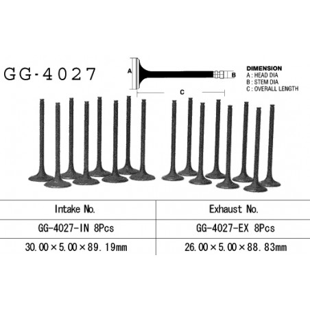 VESRAH ZAWÓR SSĄCY KAWASAKI ZX10 '88-'90 (ZX1000B1-B3) (30,0 X 5,0 X 88,83 MM) (OEM: 12005-1107) (1SZT.)