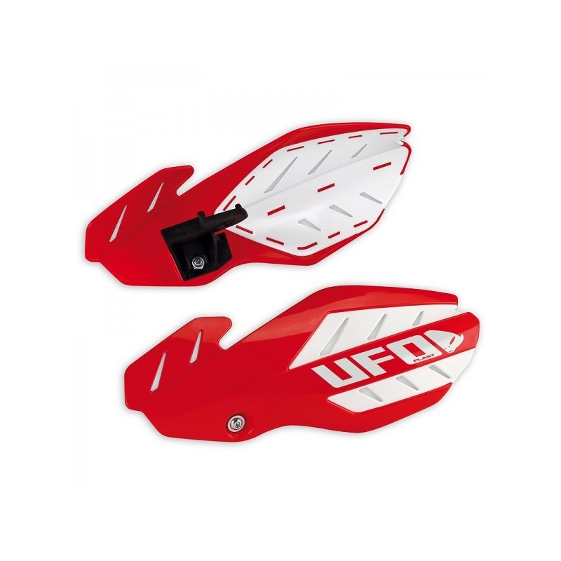 UFO OSŁONY RĄK (HANDBARY) FLAME HONDA CRF 250 '12-'17, CRF 450 '12-'16 KOLOR CZERWONY/BIAŁY (Z MOCOWANIAMI)