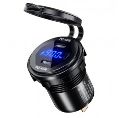 BIKETEC MOTOCYKLOWE PODWÓJNE GNIAZDO USB Typ-C PD - 90 W POWER DELIVERY NA POWIERZCHNIE PŁASKĄ (OWIEWKA, KUFER)