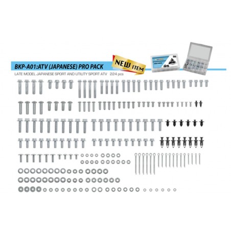 ACCEL 2023/04 KOMPLET ŚRUB, NAKRĘTEK, PODKŁADEK, KOŁKÓW I ZAWLECZEK DO QUADÓW/ATV JAPOŃSKICH