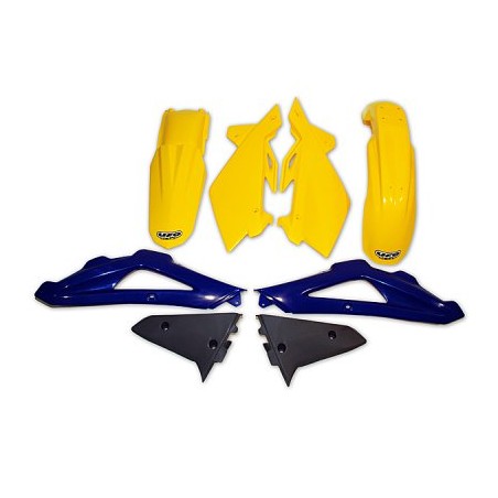 UFO KOMPLET PLASTIKÓW HUSQVARNA TC 125/250 '05-07 KOLOR OEM (ŻÓŁTY/NIEBIESKI/GRAFIT) (HU602E999)