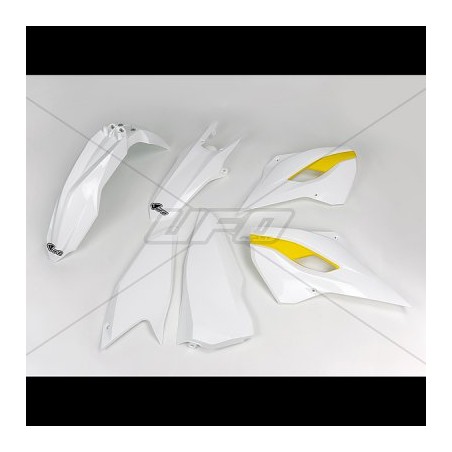 UFO KOMPLET PLASTIKÓW HUSQVARNA TE/FE 125/250/300/350/450 '15 KOLOR OEM '15 (BIAŁY/ŻÓŁTY) (HU615E999)