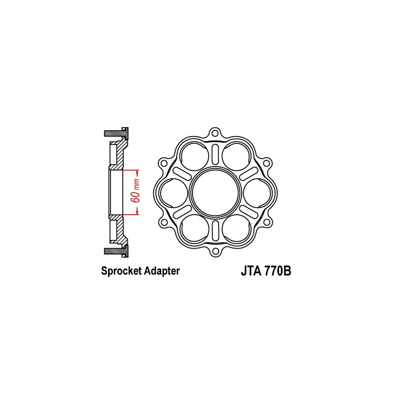 JT ADAPTER ZĘBATKI TYLNEJ DUCATI PANIGALE/S/R 1199 '12-'15, 1299 '15-'16, MONSTER 1200 '14-'16