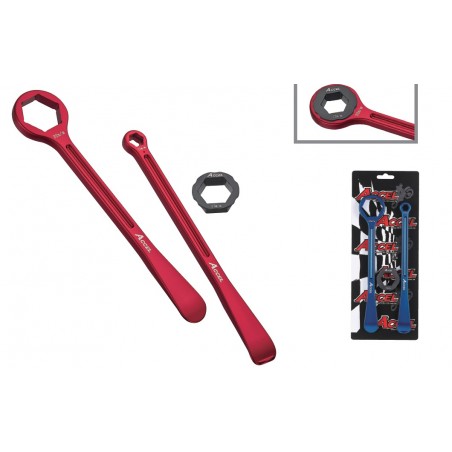 ACCEL KOMPLET ŁYŻEK DO OPON (23+24CM) ALU7075 KUTE Z KLUCZAMI 10,13,27,32 MM KOLOR POMARAŃCZOWY