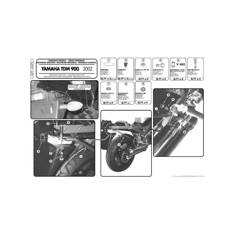 KAPPA STELAŻ KUFRA CENTRALNEGO YAMAHA TDM 900 (02-14) ( BEZ PŁYTY )