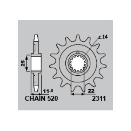 GROSSKOPF ZĘBATKA PRZEDNIA 2311 13 SHERCO 250 SE/SE-R '14-'16, 250SE-F '13-'14, 300 SE/SE-R '13-'17, 450 SE F-R '15-21, 500 SE F