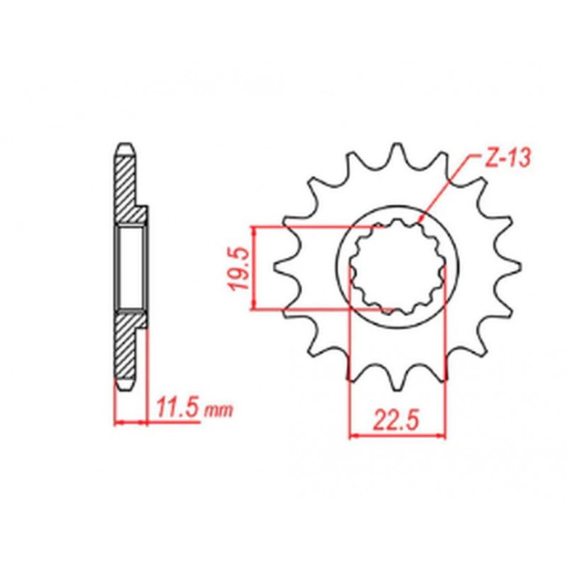 MTX PARTS 2023/03 ZĘBATKA PRZEDNIA 4101 14 SUZUKI DRZ 125 '03-'13 (JTF409.14) (ŁAŃC. 428)