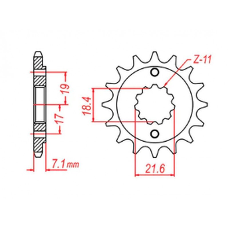 MTX PARTS 2023/03 ZĘBATKA PRZEDNIA 2067 14 HONDA CRF 250L '13-'15 (JTF1321.14) (MOŻNA STOSOWAĆ JAKO 2506 14 ORAZ 2261 14) (ŁAŃC.