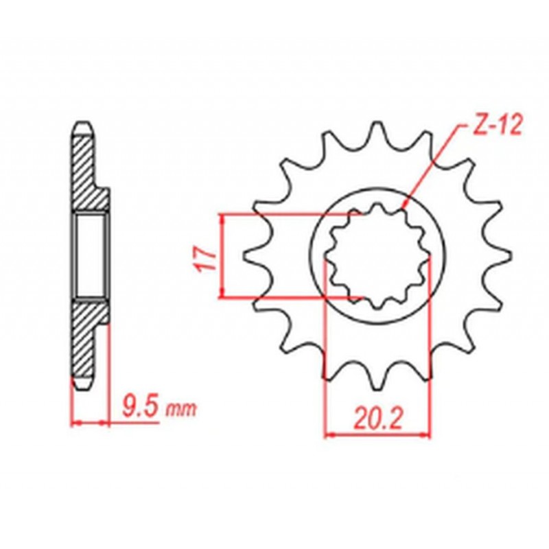 MTX PARTS 2023/03 ZĘBATKA PRZEDNIA 7005 14 KTM SX 65 '98-'18 (JTF1906.14) (ŁAŃC. 420)