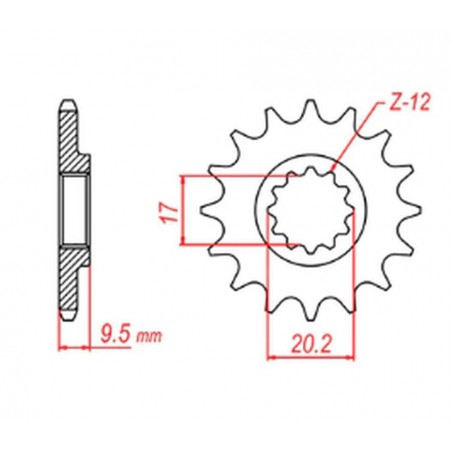 MTX PARTS 2023/03 ZĘBATKA PRZEDNIA 7005 14 KTM SX 65 '98-'18 (JTF1906.14) (ŁAŃC. 420)