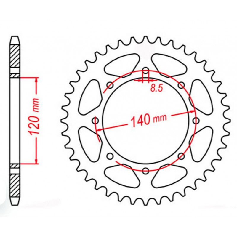 MTX PARTS 2023/03 ZĘBATKA TYLNA 491 44 KAWASAKI KLE 500 '91-'07 (JTR487.44) (ŁAŃC. 520)