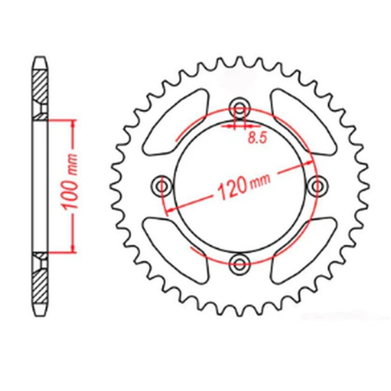 MTX PARTS 2023/03 ZĘBATKA TYLNA 798 48 SUZUKI RM 80/85, YAMAHA YZ 80/85 '93-'14 (JTR798.48) (ŁAŃC. 428)