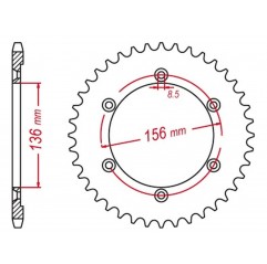 MTX PARTS 2023/03 ZĘBATKA TYLNA 4365 43 SUZUKI DR 650 SE '96-'12 (JTR1791.43) (ŁAŃC. 525)