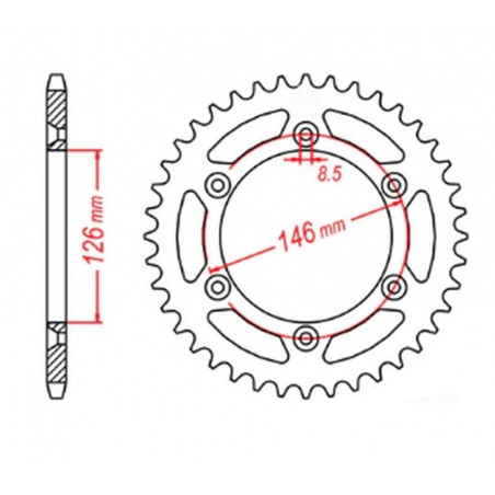 MTX PARTS 2023/03 ZĘBATKA TYLNA 808 44 SUZUKI RM/RMZ (JTR808.44) (ŁAŃC. 520)