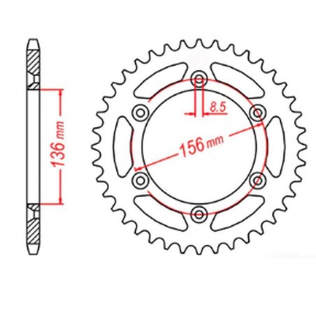 MTX PARTS 2023/03 ZĘBATKA TYLNA 702 43 HUSQVARNA SM 610 '08-'09, SUZUKI DR350 '90-'03, RGV 250 '91-'96 (JTR822.43) (ŁAŃC. 520)