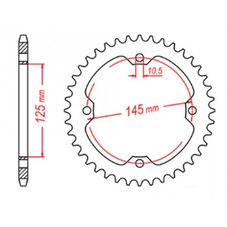 MTX PARTS 2023/03 ZĘBATKA TYLNA 4588 38 YAMAHA YFZ 450R '09-'19, YFM 250/350/450/700 RAPTOR (458838JT) (ŁAŃC. 520) - MOŻE ZASTĄP
