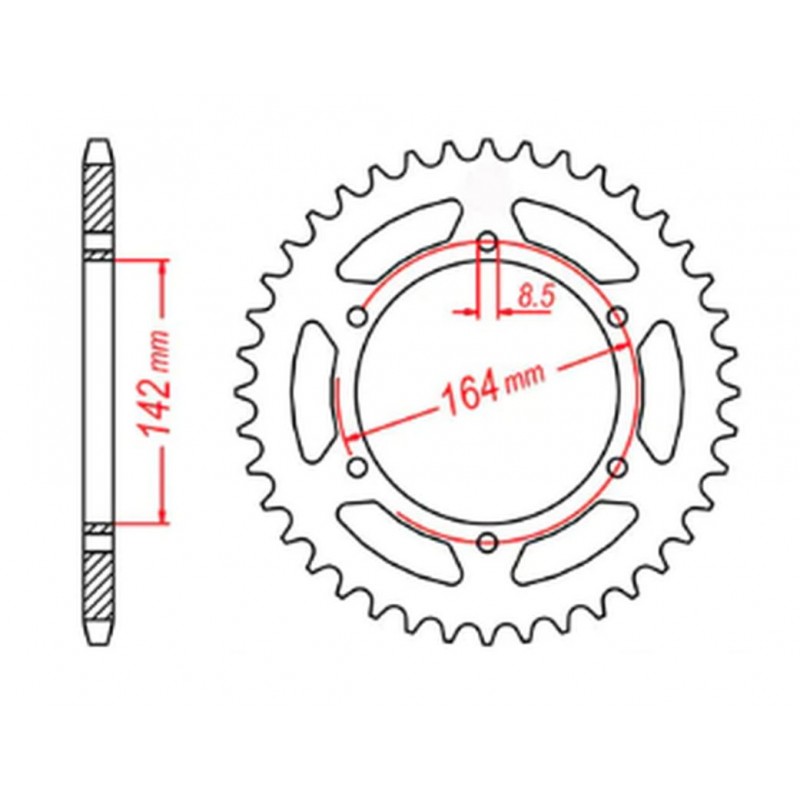 MTX PARTS 2023/03 ZĘBATKA TYLNA 4589 44 HYOSUNG GT 650 '04-'15 (JTR1074.44) (ŁAŃC. 525)