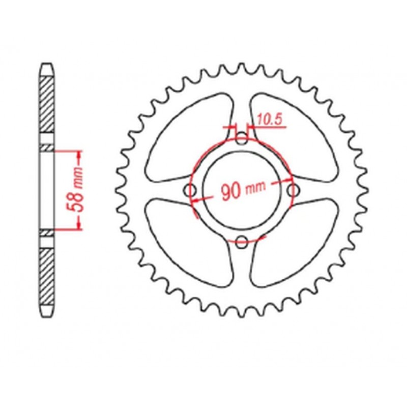 MTX PARTS 2023/03 ZĘBATKA TYLNA 4669 45 HONDA CBR 125 '11-17, CB 125F (GLR125) '15-'17 (JTR1221.45) (ŁAŃC. 428) ( OTWÓR NA ŚRUBĘ