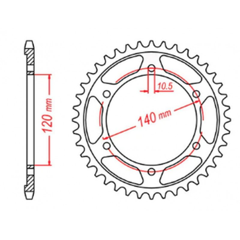 MTX PARTS 2023/03 ZĘBATKA TYLNA 498 42 KAWASAKI VN 800 CLASSIC '96-'06, VN 800 VULKAN '97-'05 (JTR499.42) (ŁAŃC. 530)