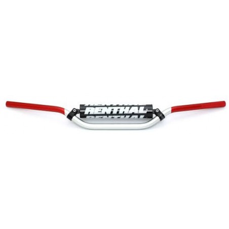 RENTHAL KIEROWNICA 7/8 CALA (22MM) MX HANDLEBAR SILVER/RED RC HIGH PADDED PADDED KOLOR SREBRNY/CZERWONY Z GĄBKĄ